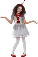  Scary Meisjeskostuum Vintage Clown Grijs-Rood        