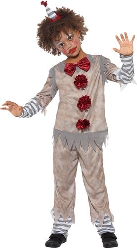 Vintage Kinderkostuum Scary Clown Grijs-Rood