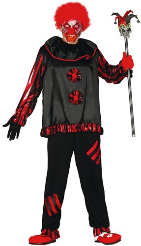 Halloweenkostuum Killer Clown Zwart/Rood