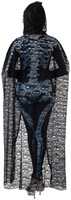 Zwarte Halloween Cape Kant Doodshoofden (achterkant)