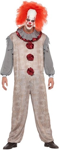 Herenkostuum Vintage Clown Grijs/Rood
