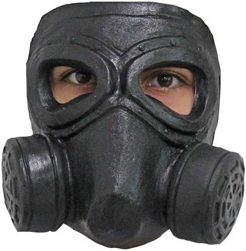Dubbel Zwart Latex Gasmasker (Gezichtsmasker)