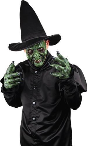 Latex Heksen Set Groen - Masker en Handen