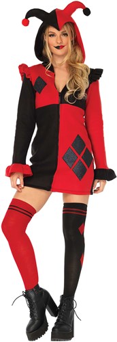Dameskostuum Cozy Harlequin Rood/Zwart (Harley Quinn)