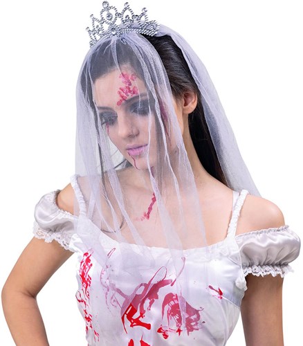 Bruidssluier Grijs met Diadeem