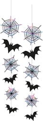 Halloween Hangdeco Vleermuis en Spinnenweb 70cm - 2st