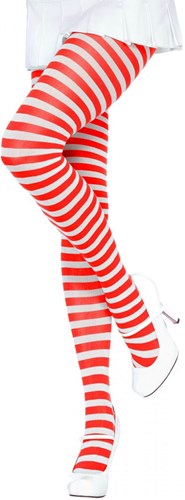 Gestreepte Panty Wit-Rood Luxe
