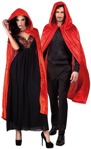 Fluwelen Cape Rood (met capuchon)