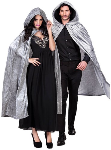 Fluwelen Cape Grijs (met capuchon)