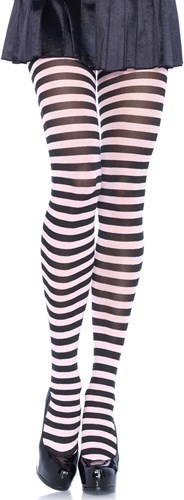 Gestreepte Panty Wit-Zwart Luxe