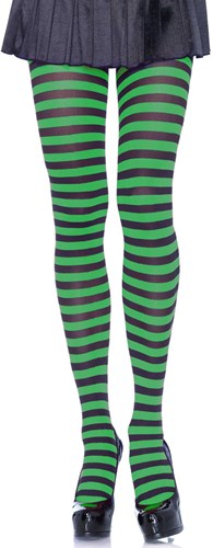 Gestreepte Zwart-Groen Panty Luxe