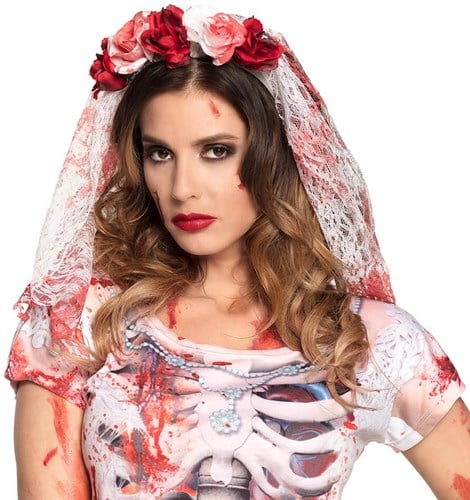 Diadeem Halloween Bruidssluier met Bloed