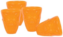 Shotglaasje Skull Halloween Oranje 4st
