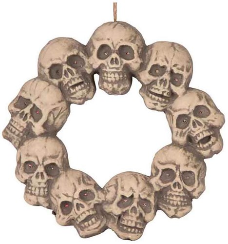 Krans Skull Halloween met LED-Licht (48cm)