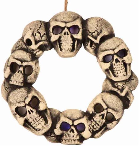 Halloween Decoratie Skull Krans met Licht (38cm)