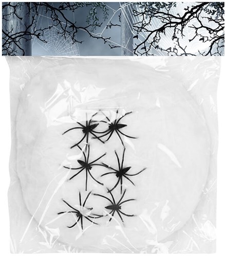 Witte Spinrag met 6 Spinnen (100g)