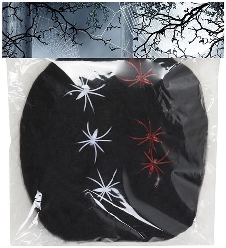 Zwarte Spinrag met 6 Spinnen (100g)
