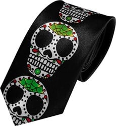 Stropdas Satijn met Doodshoofden (Day of the Dead)