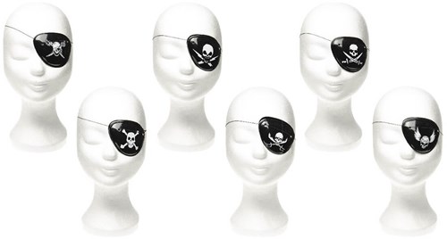 Plastic Ooglapje Piraat (doodshoofd)