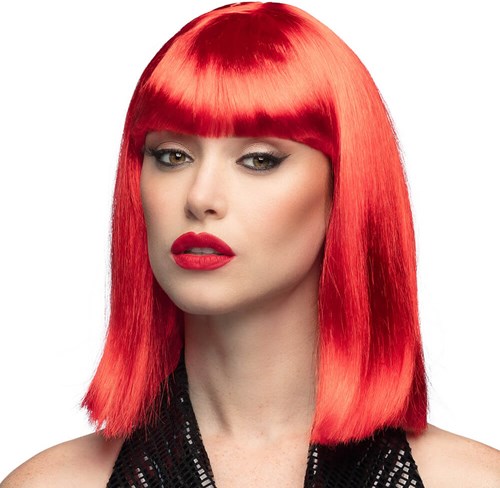 Rood Half Lang Bob Pruik
