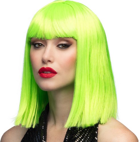 Neon Groen Half Lang Bob Pruik