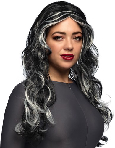 Swamp Witch Pruik Grijs/Zwart