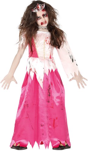 Prinsessenjurk Roze Zombie Voor Meisjes- 7-9 jaar