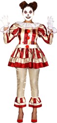Dames Horror Clown Kostuum Gestreept
