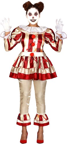 Dames Horror Clown Kostuum Gestreept