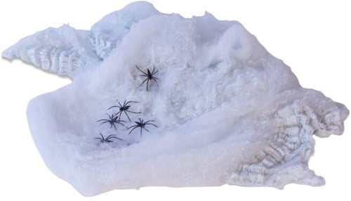 Witte Spinnenweb met 5 Spinnen (100gr)