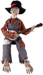 Skelet Halloween Met Gitaar Met Licht En Geluid - 98cm