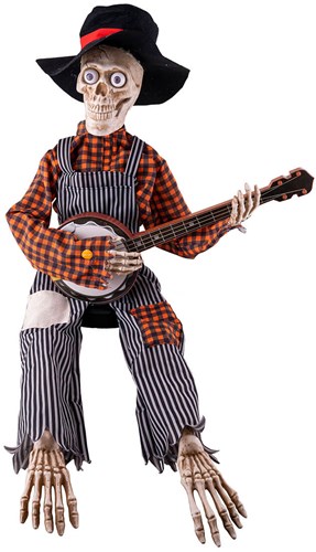 Skelet Halloween Met Gitaar Met Licht En Geluid - 98cm