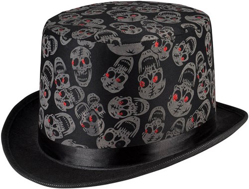 Hoge Halloween Hoed Skulls met Glitter