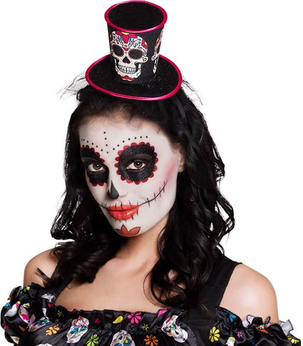 Day of the Dead Sugar Skull Diadeem met Hoog Hoedje