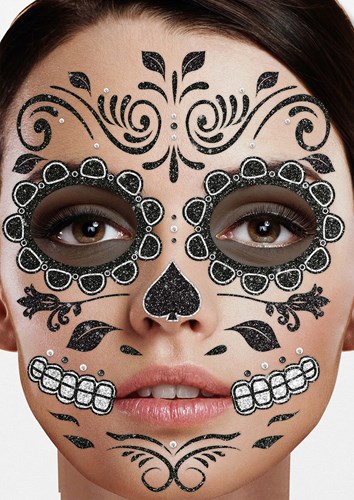 Day of the Dead Gezicht Stickers Zwart/Wit
