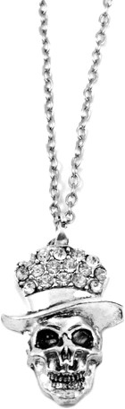 Ketting Skull Zilver met Strass