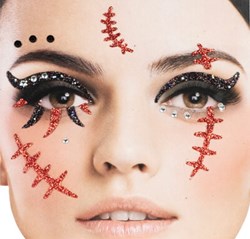 Gezicht Stickers Halloween Littekens Glitter