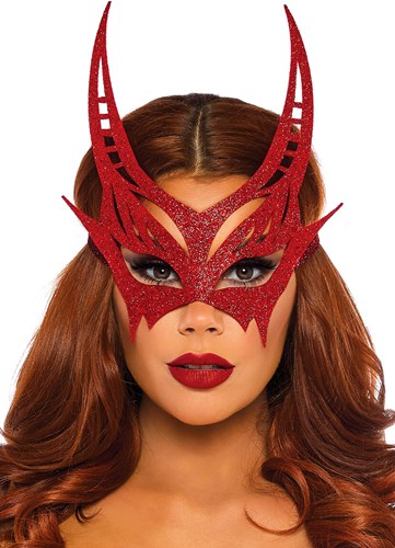 Duivel Masker Rood Glitter (Foam)