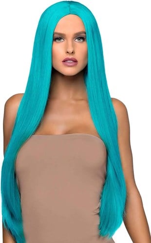 Turquoise Luxe Pruik Lang Stijl Haar
