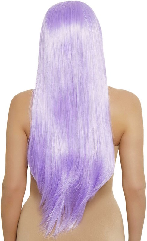 Pruik Lang Stijl Haar Paars Luxe (achterkant)
