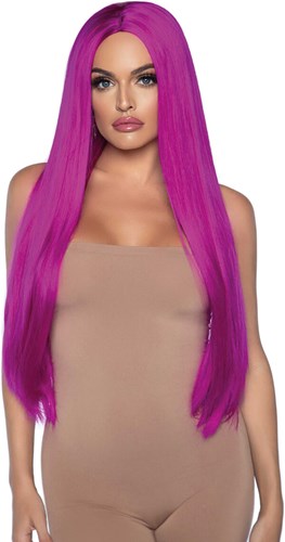 Fuchsia Luxe Pruik Lang Stijl Haar