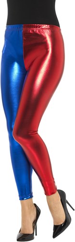 Harley Quinn Cosplay Legging Rood/Blauw