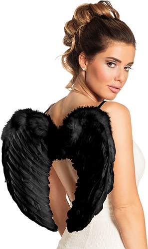 Zwarte Engelen Vleugels met Marabou (50cm bij 35cm)-2