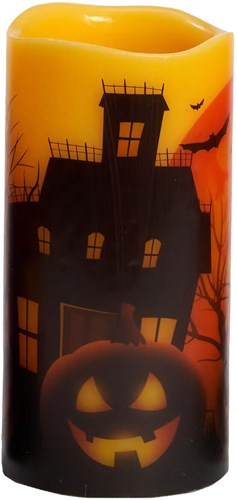 Huis/Pompoen Halloween Led-Kaars - 15x7,5cm