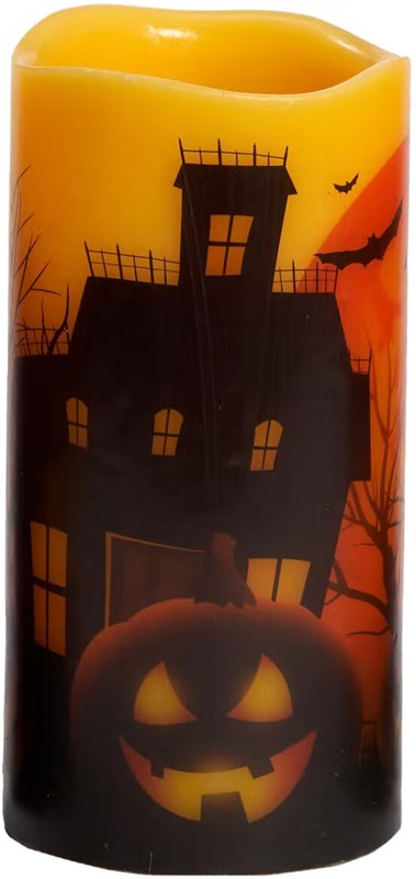 Huis/Pompoen Halloween Led-Kaars - 15x7,5cm