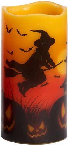 Heks/Pompoen Halloween Led-Kaars - 15x7,5cm