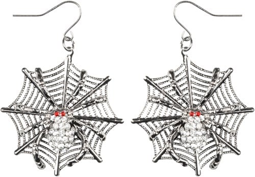 Oorbellen Ruby Spin op Web (met diamantjes)