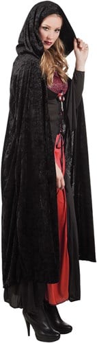 Fluwelen Cape Zwart (met capuchon)