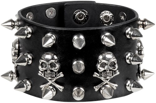Armband Doodshoofden met Spikes