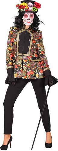 Dames Jas Mexican Skull Coloured Halloween